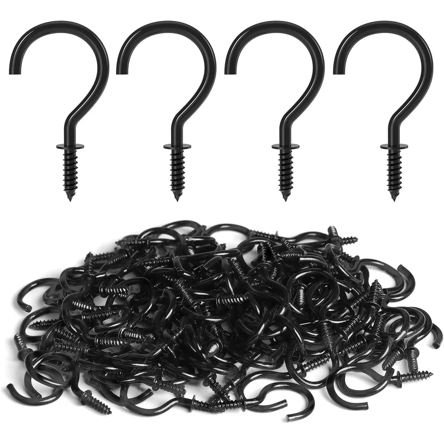 Baby Costume Jewelry Cup Hook Set - 100 Pcs 1 Inch Black Metal Screw-In Hooks