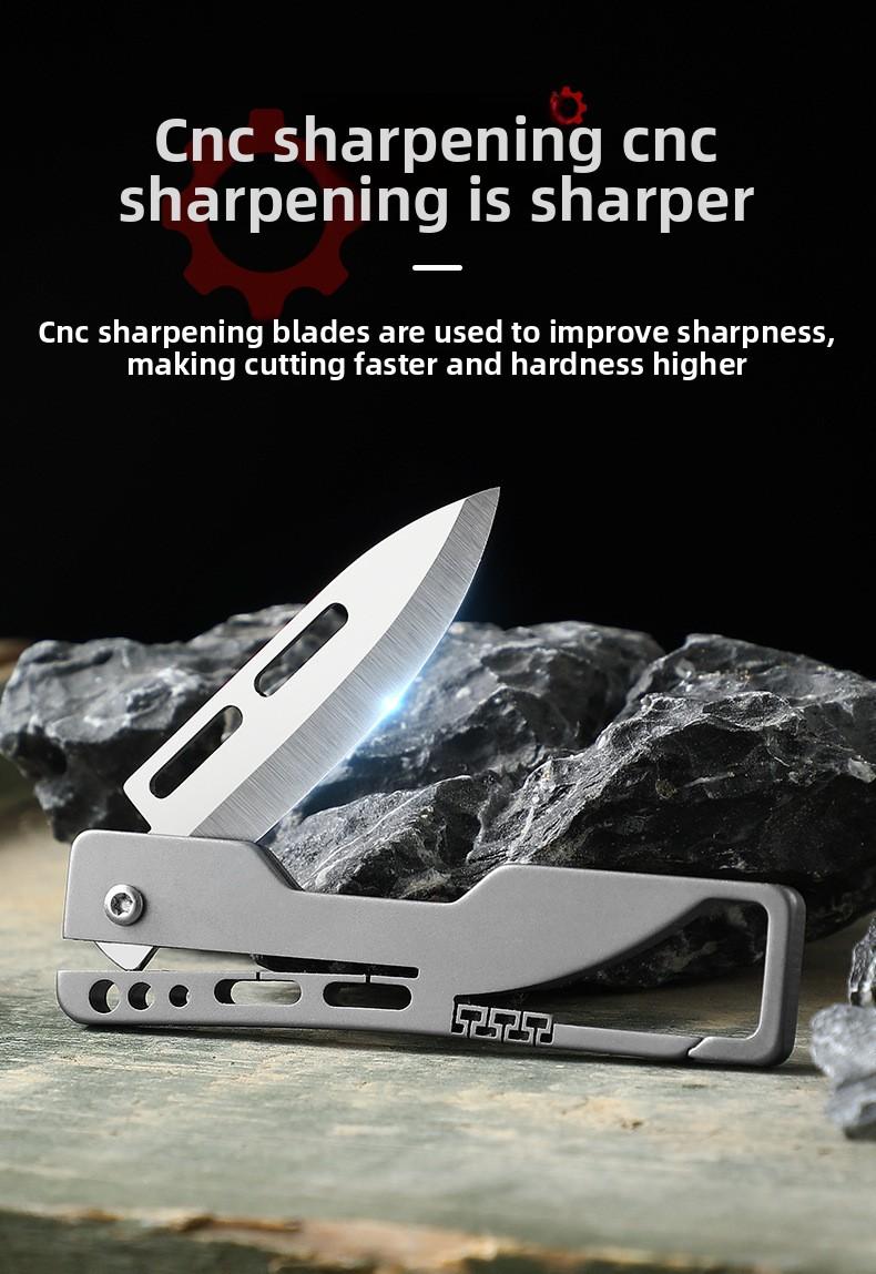 EDC Titanium Mini Folding Knife Keychain Multitool Portable for Package Opening Outdoor Hiking Camping Tool