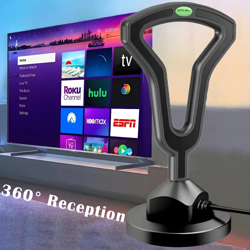 2026 Dual-Amplifier HD TV Antenna, Smart TV Indoor Digital Antenna, 360° Long-Distance Reception, Strong Magnetic Base, 4K & 1080P Free Broadcast Reception