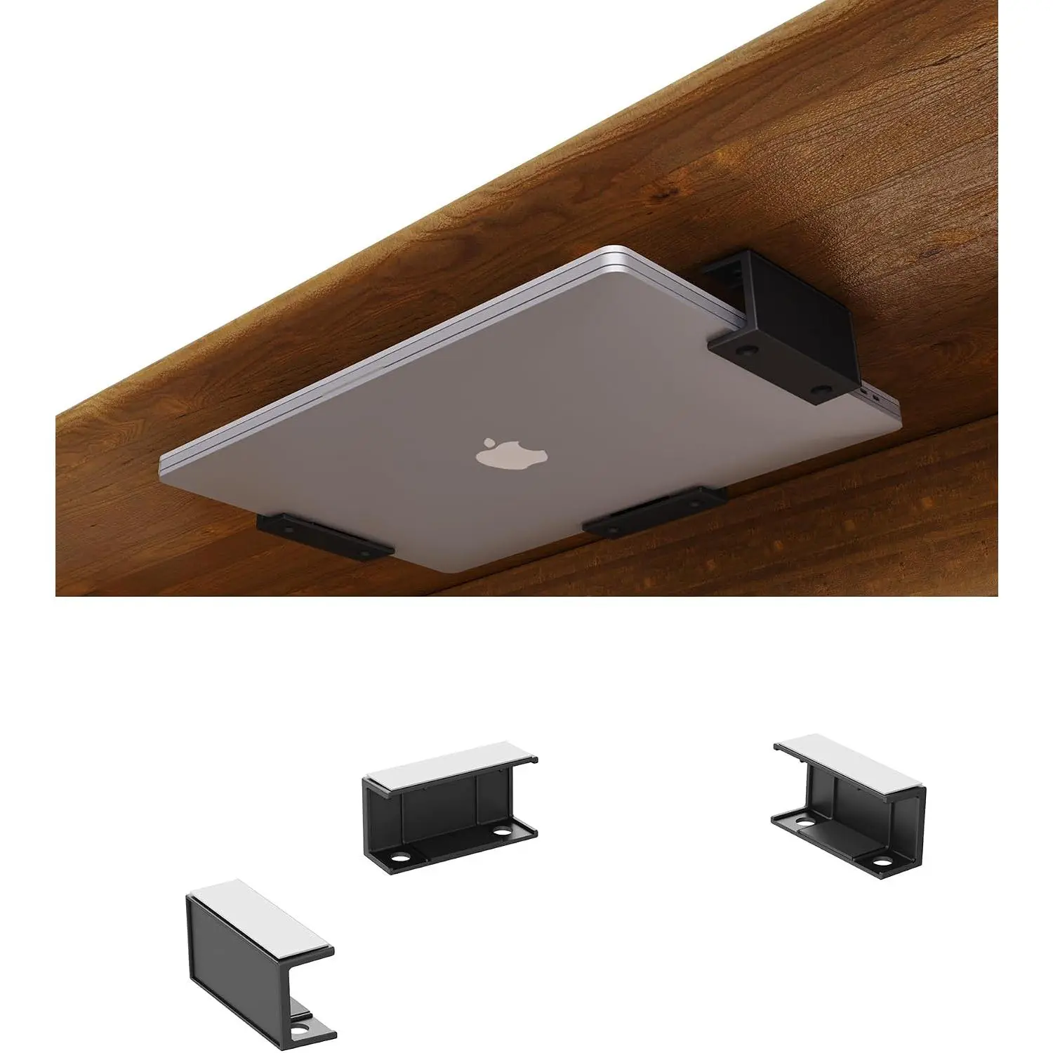 Under Desk Laptop Holder Under Desk Rack Mount for Keyboard & Small Devices Also Fit for  Box Wall Mount Tray Organizer Like Routers, Modems, Network  and