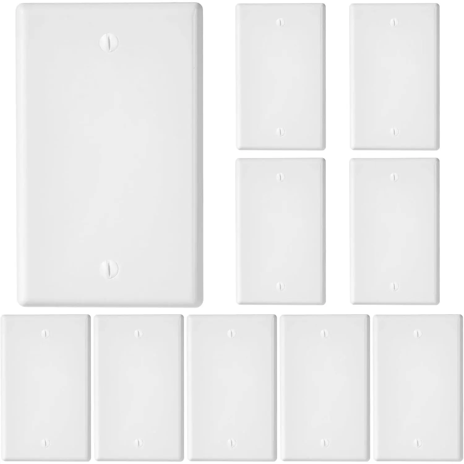 10 Pack Blank Wall Plate Cover No Device Blank Outlet  Electrical Cover Plate Polycarbonate Thermoplastic Gloss Finish for Unused Outlets/Switches