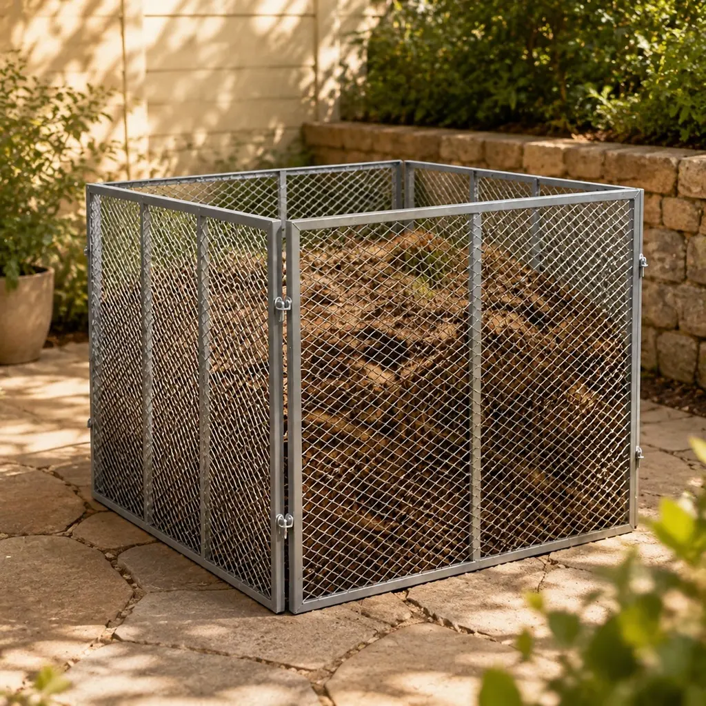 ARCH Large Outdoor Compost Bin 172 Gallon Metal Wire Mesh Composter Rust-Proof Coated Square Garden Compost Bin Easy Tool-Free Assembly for Yard Leaves Kitchen Scraps Silver