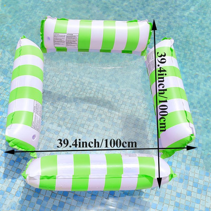 Inflatable Pool Hammock, Foldable Striped Floating Chair & Water Hammock Pool Float Lounge for Outdoor Swimming Pools (Without Pump) # GLOBAL PICKS
