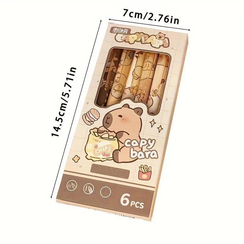 Cartoon Bear Design Erasable Gel Pen (6 Counts/set), Cute Blue Ink Writing Pen with Box, Writing Stationery for School & Office & Home