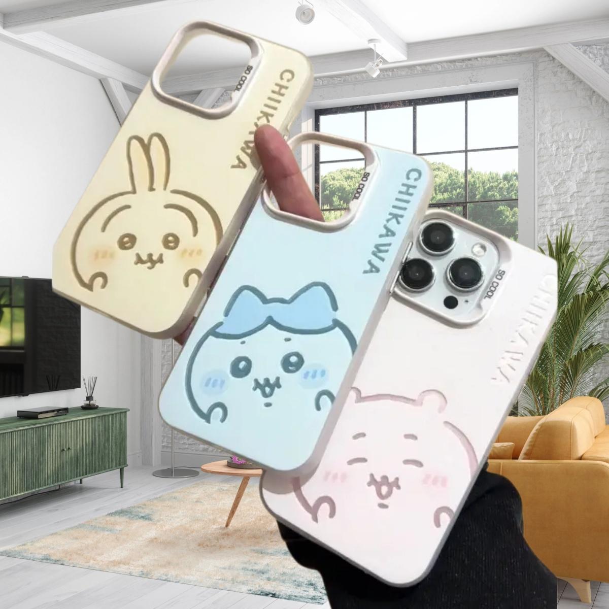 Cute Cartoon C-Chiikawa C-Couple Style Phone Case for iPhone 17 16 15 14 13 12 11 & Samsung S26 S25 S24 S23 S22 Plus Ultra, Fashion Design, Best Christmas Gift for Fans