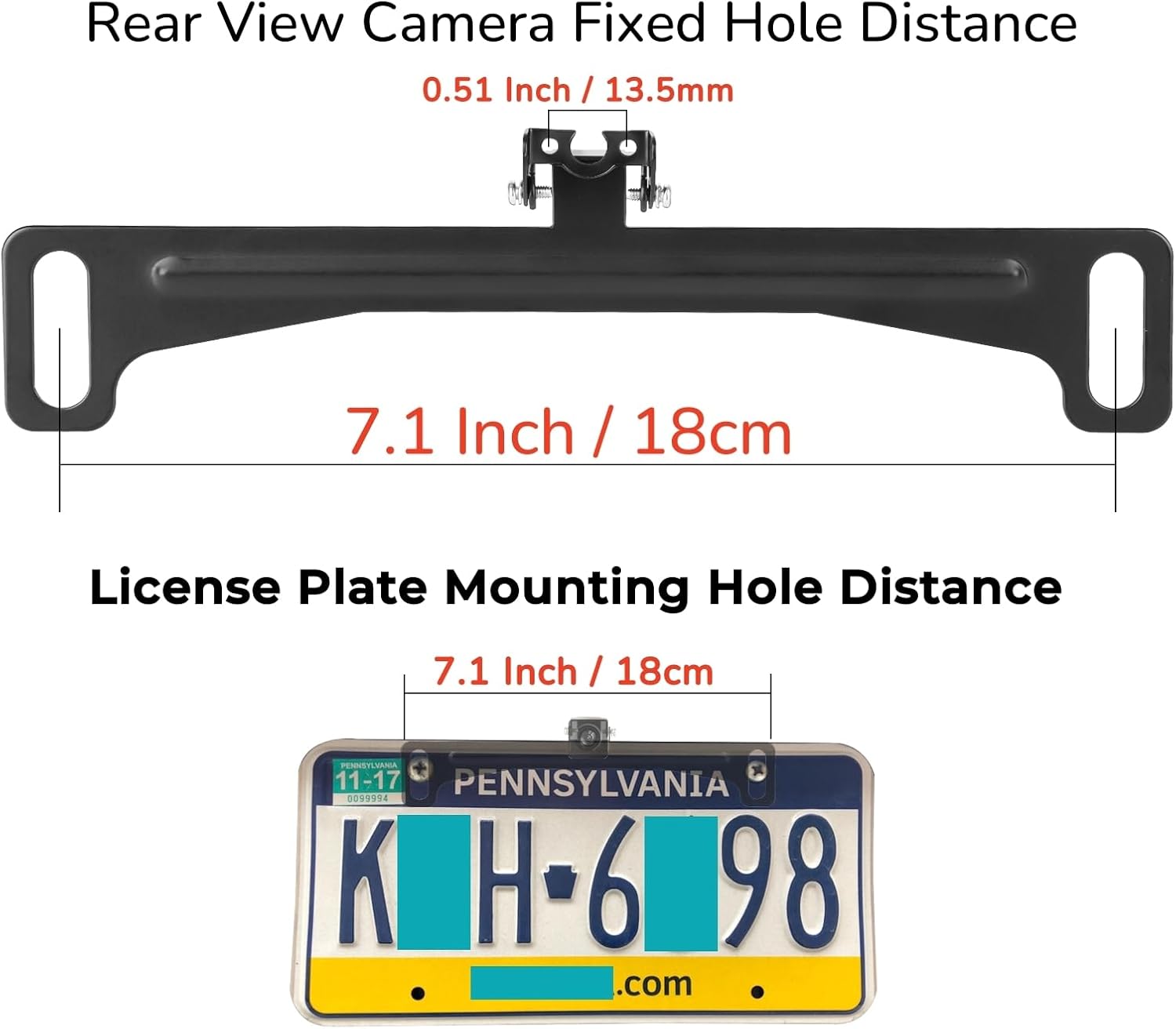 UniversalNo Drilling Required License Plate Camera Mount,Full Stainless Steel Anti-Rust  Backup Camera License Plate Mount,Dash Cam Mirror Camera Accessory Backup Camera Bracket.
