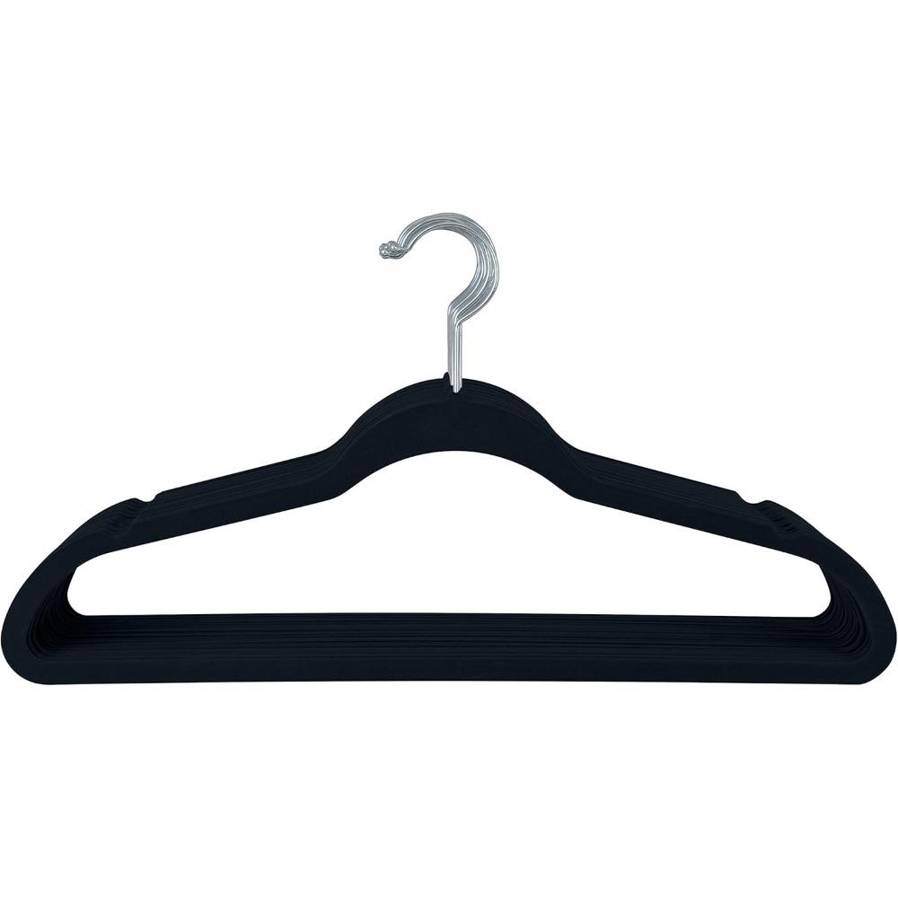 10 Super Slim Velvet Huggable Hangers in Black
