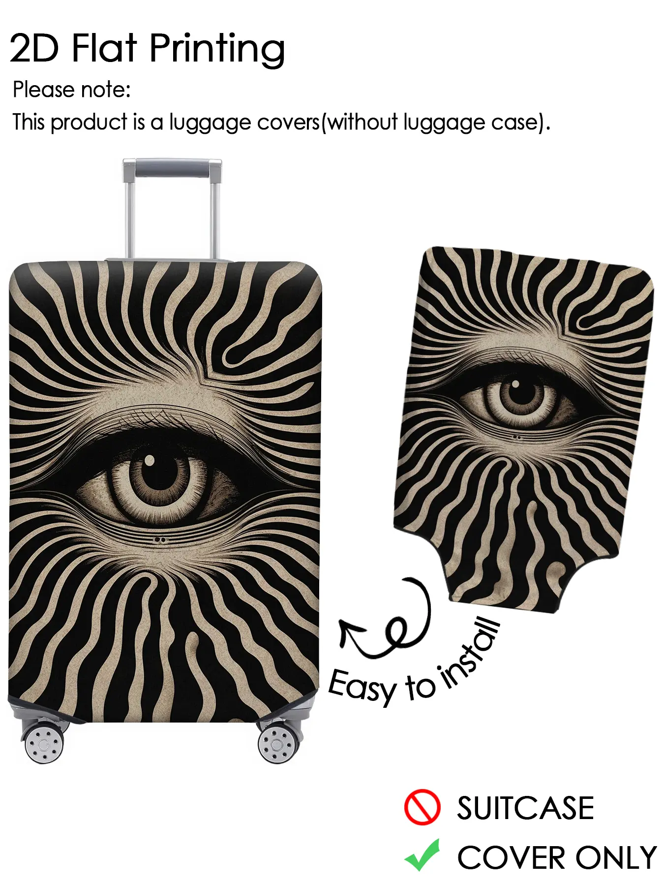 Ripple wrap single eye art pattern luggage cover, luggage dust cover, elastic fabric, dustproof, scratch resistant, suitable for 18-32 inch luggage, essential travel accessory