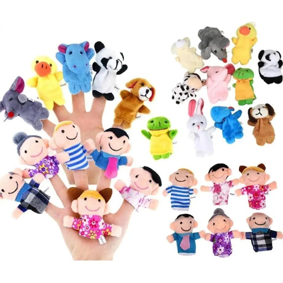 Hand Finger Puppets Plush Set Finger Toys Puppets Family Animal Dolls Cartoon Child Baby Talking Story Finger Puppet Toy