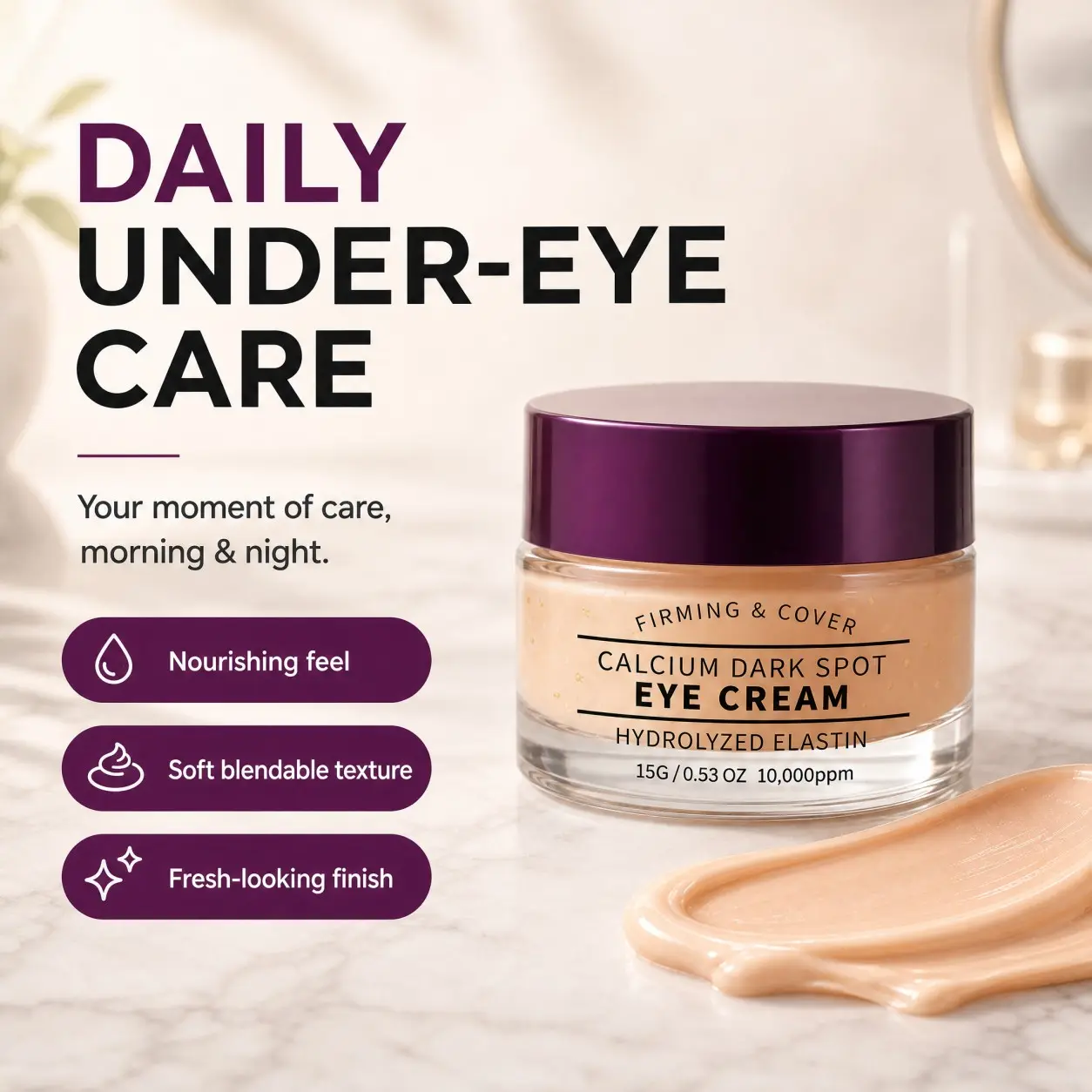 Calcium Dark Spot Eye Cream, Hydrating and Nourishing, Reduces Fine Lines, Moisturizing Eye Serum, Formula
