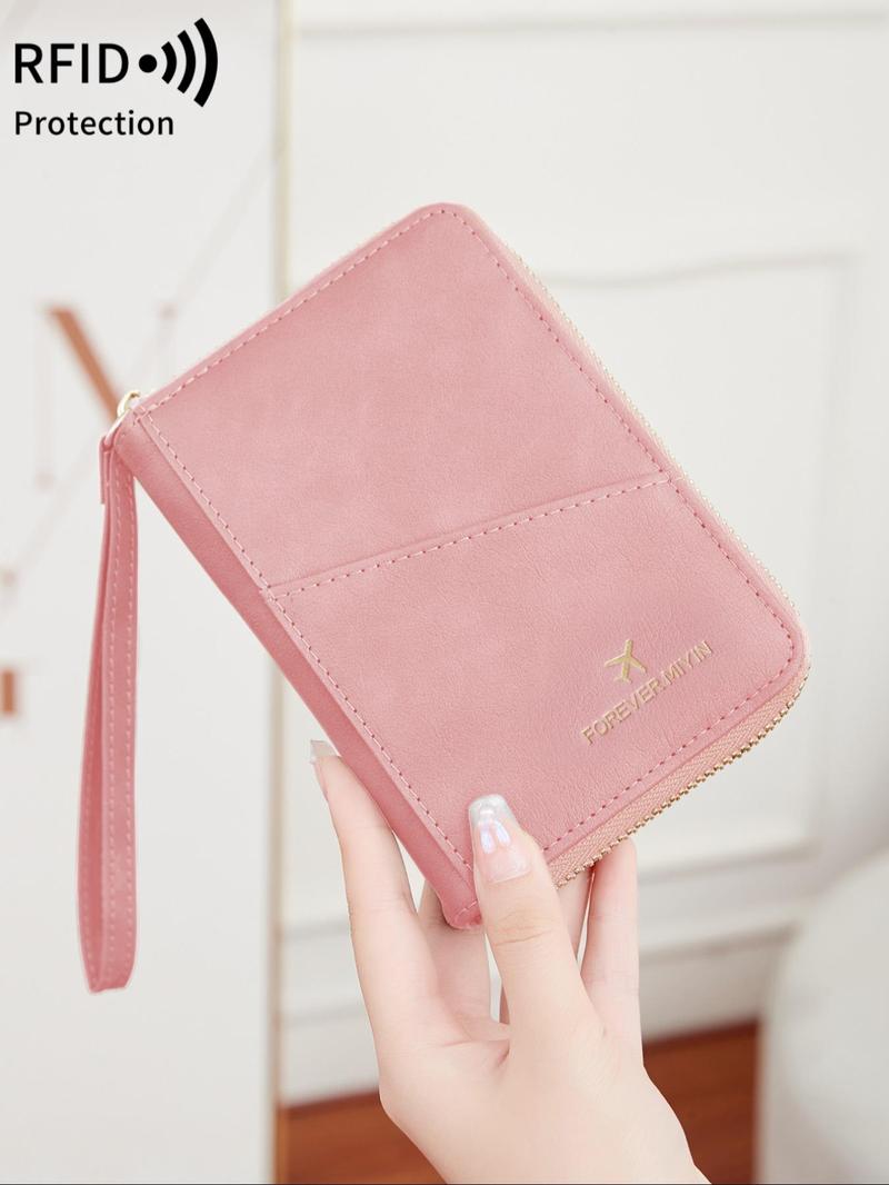 Solid Color Passport Case, Passport Wallet, Multi-functional Zipper Travel Card Holder, RFID Blocking Card Holder, Fashion Travel Accessories, Travel Essentials