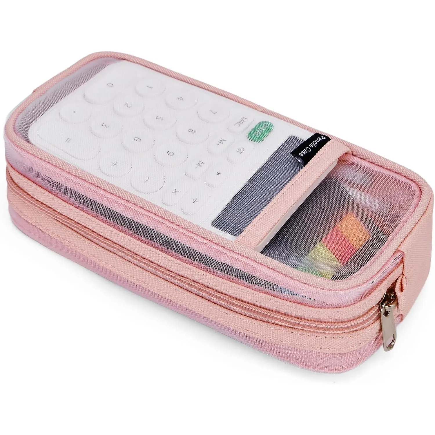Grid Mesh Pencil Case, Large Compartment Pen Pouch with Zipper, Clear Portable Multifunction Pen Bag for School, Office, Girls Boys Teen, Transparent Makeup Travel Organizer ()