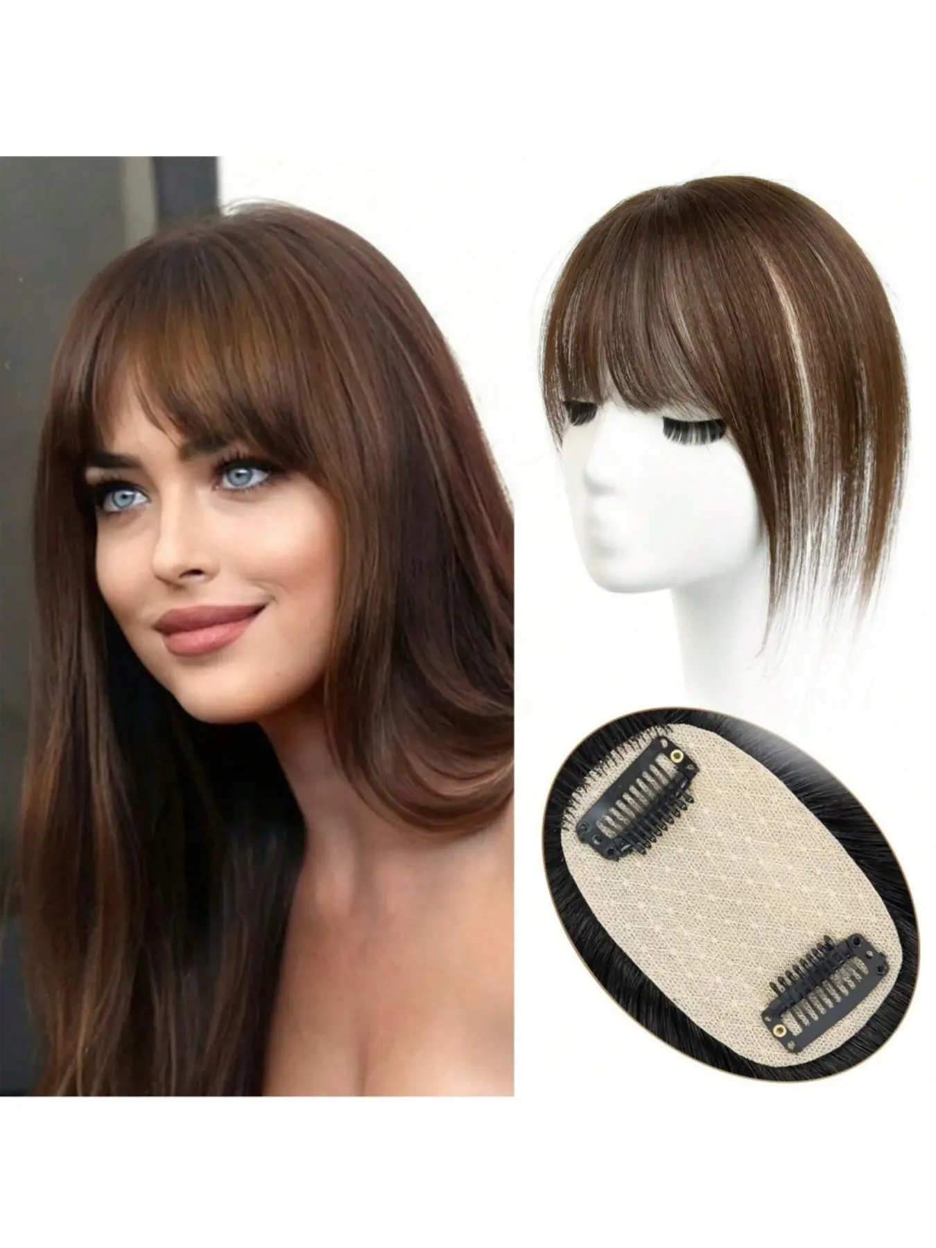 5x9 Cm Real Human Hair Frontal Hairpiece for Women, Natural Straight Hair, Breathable Lace Base, Invisible Hair Loss Solution