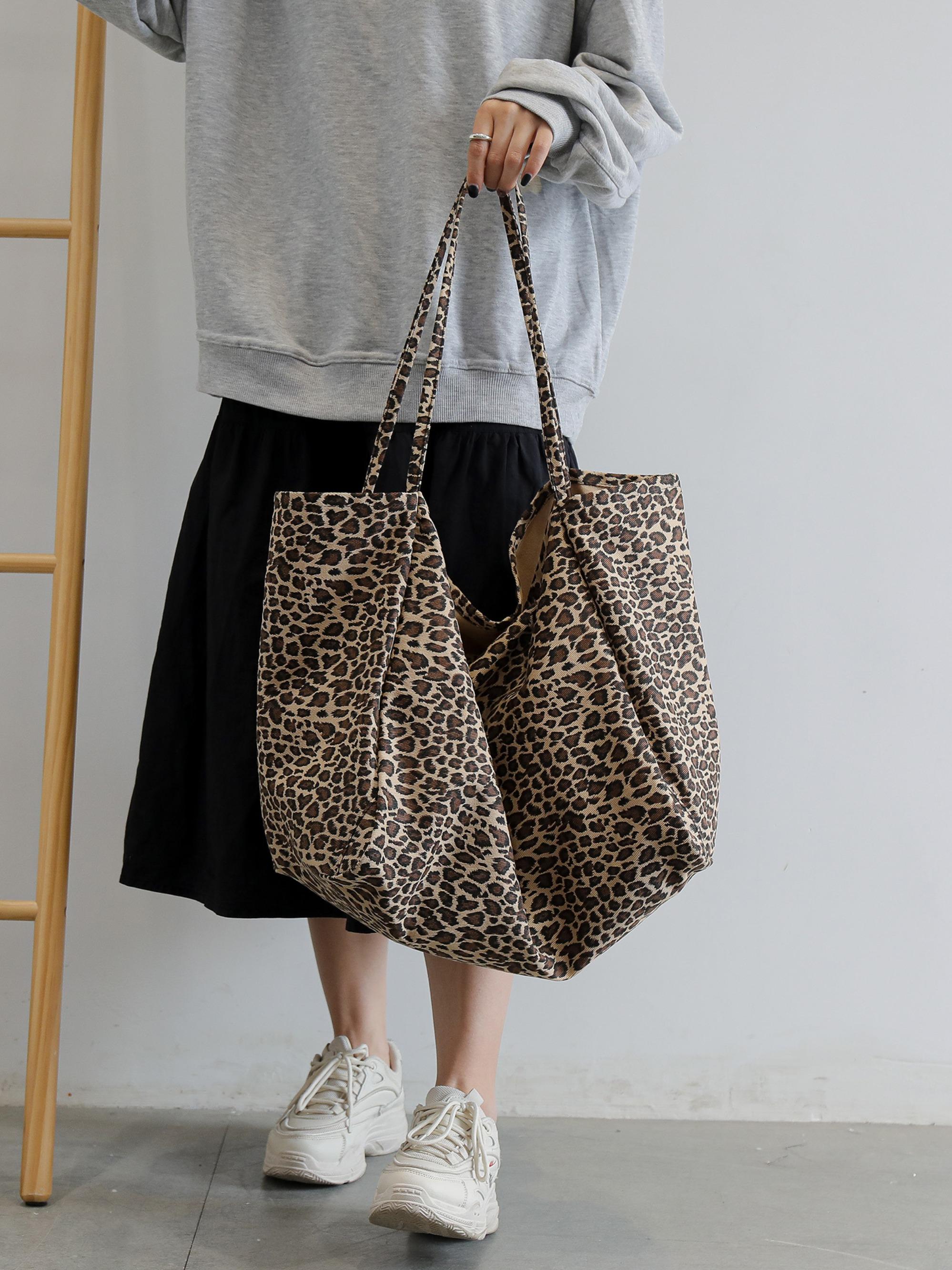 Women's Fashion Leopard Print Tote Bag, Large Capacity Daily Handbag Shoulder Backpack, Casual Trendy Multifunctional Commuter Bag, Fashionable Tote Bag, Stylish Tote Bag