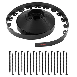 VEVOR Landscape Edging, 100 ftx 1.5 in Plastic Garden Border Edging with 120 Spikes, No Dig, Flexible Lawn Edgings Roll, UV-Resistant Mini Fence Borders Pathway Edgings for Flower Beds Yard Paver