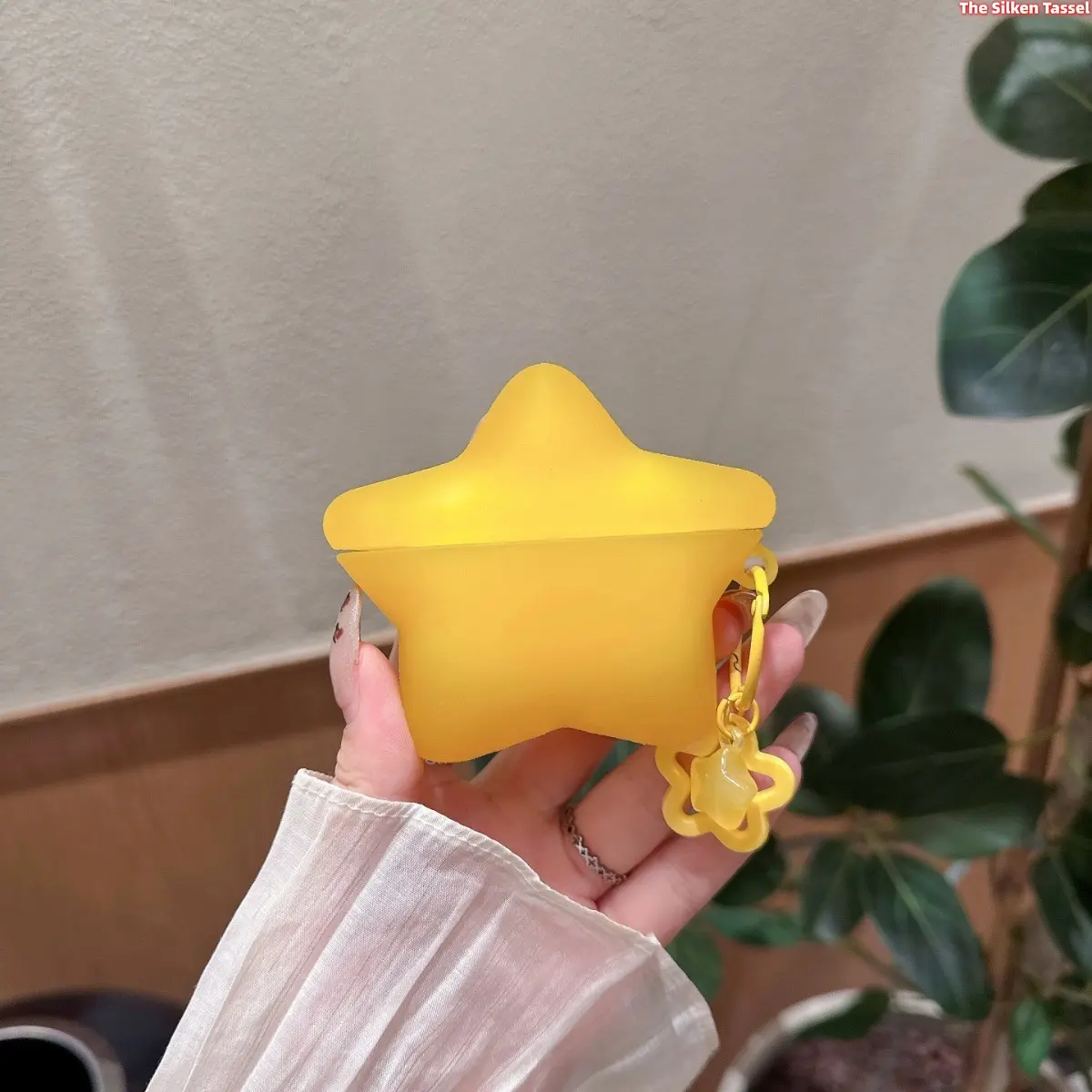 Blue Yellow Transparent Star Earphone Case, Cute Women Protective Cover Compatible With Apple AirPods 2/3/4 & AirPods Pro 3 (Earbuds Not Included) tiktokshopbacktoschool