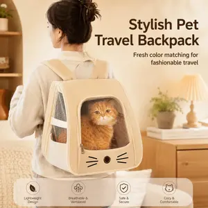 Cat Dog Travel Backpack Carrier, Soft Padded Pet Bag with Mesh Window, Portable Breathable Pet Carrier for Hiking and Daily Walks