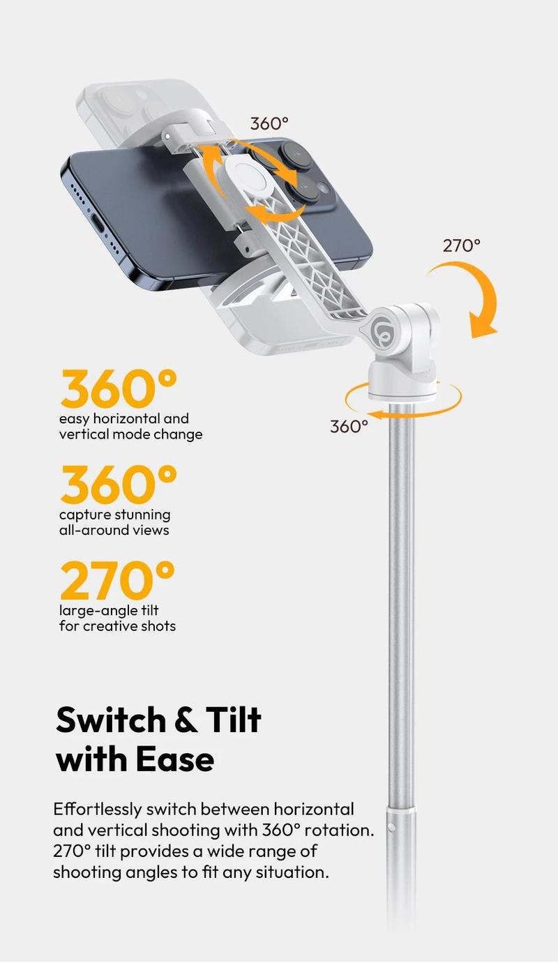 Ulanzi TT88 Overhead Selfie Stick 1.44M with MagSafe Clamp Photograph Tripod for Phone Livestreaming Vlog with Remote Control