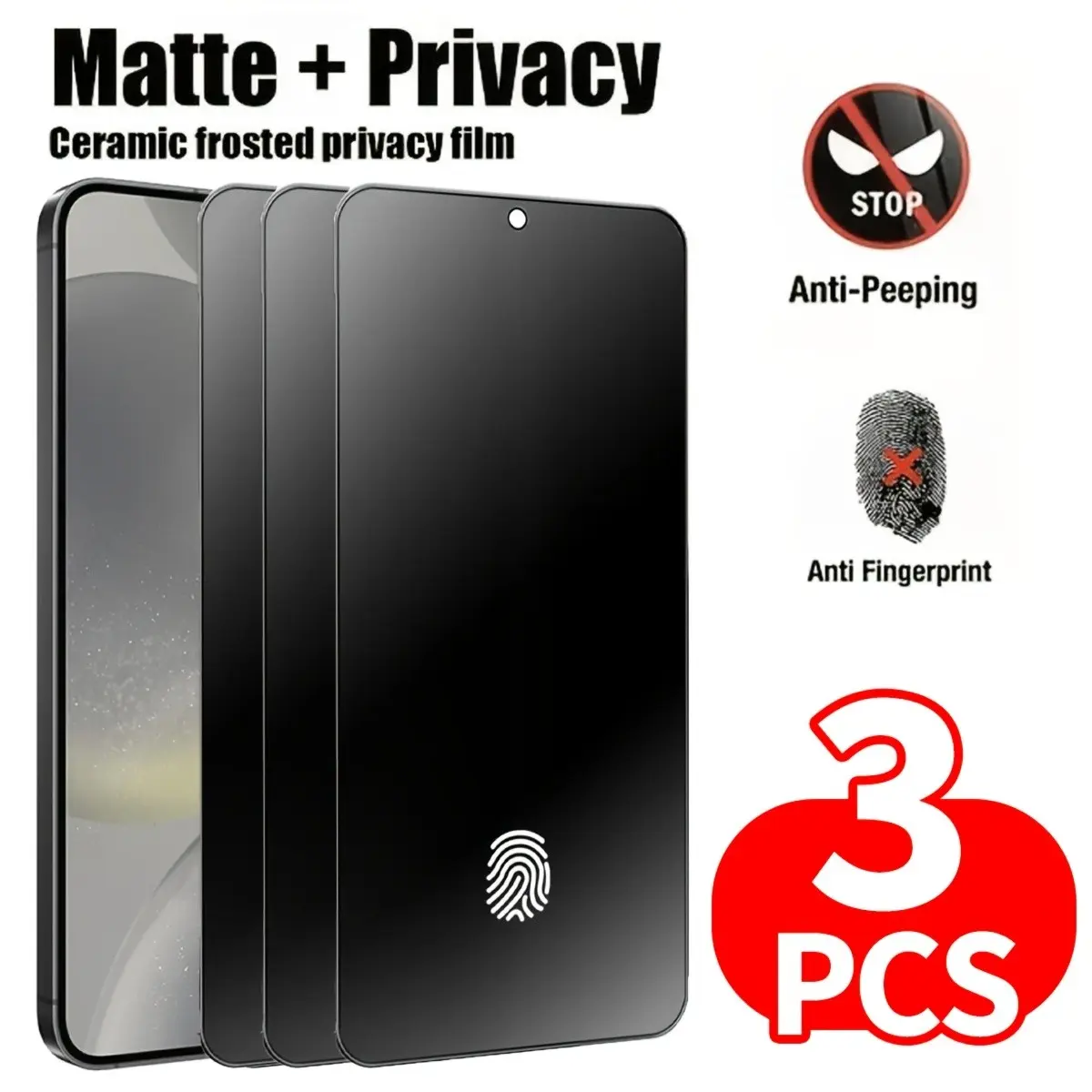 3 pcs Privacy Matte Ceramic Film For Samsung Galaxy S26 Ultra S25 Edge S24 S23 Ultra S22 S21 Plus FE   Note 20 Ultra Matte & Anti-Spy Cellphone Screen Protector Accessories [Not-Glass]