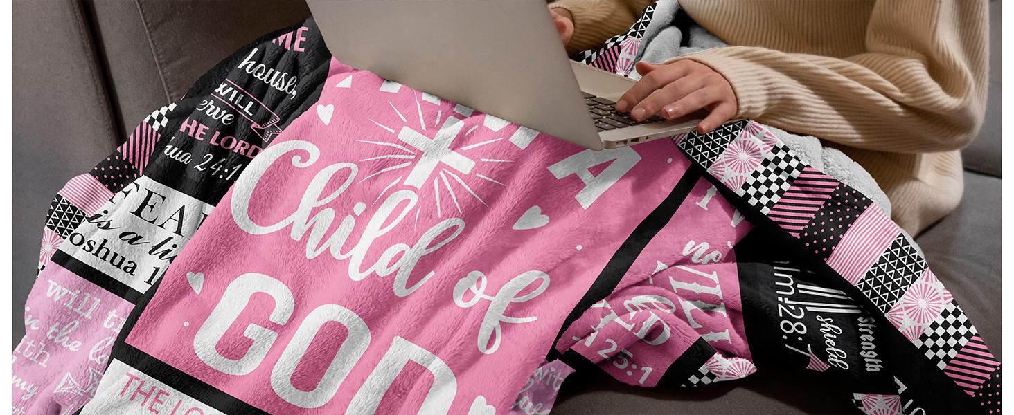 Christian Gifts for Women Blanket I Am a Child of God Blankets - Inspirational Religious Birthday Catholic Spiritual & Baptism Confirmation Gifts for Girls