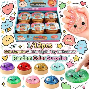 1/12 piece set - Sparkling dumpling with steamer, soft Fidget baozi squeeze toy, used to relieve adult stress and anxiety, soft squeeze stress relief dough - soft and fluffy squeeze toy
