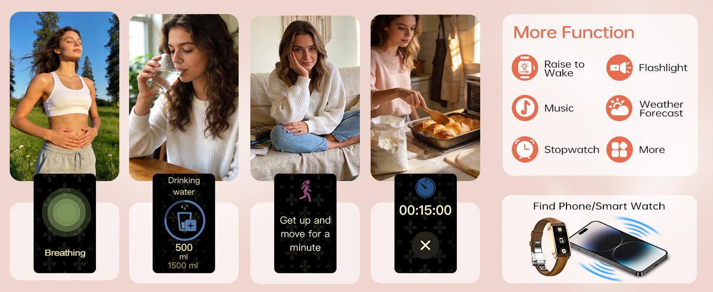 2026 NEW Elegant Leather Strap Smart Watch for Women  Waterproof | 12 Sports Modes Fitness Tracker - Stylish & Cute for Workouts