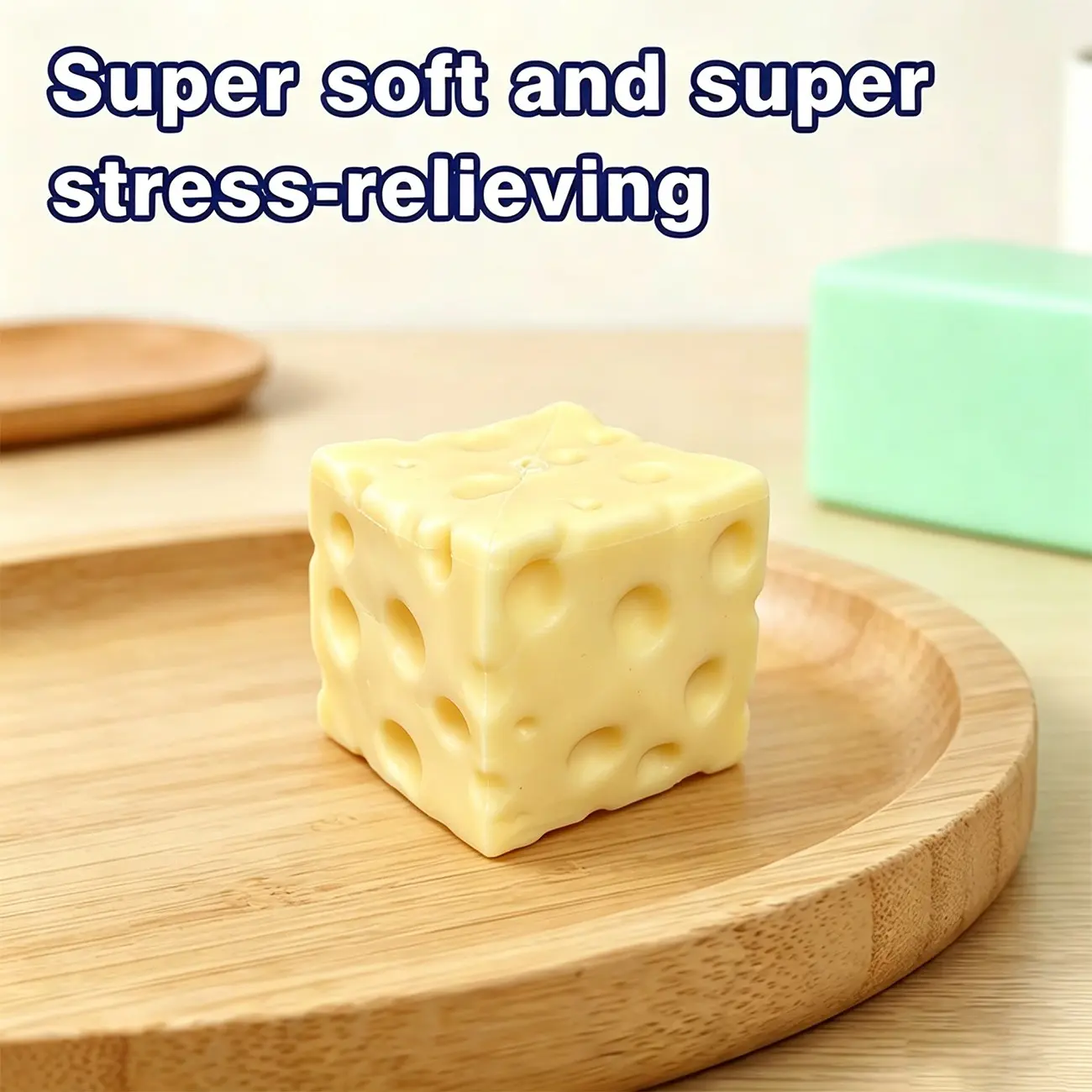 Giant Cheese Stress Relief Toy, 7cm Block Building Blocks, Large Squishy Toy for Relaxation, Fun Giant Cheese Plaything, Squishy Fidgets