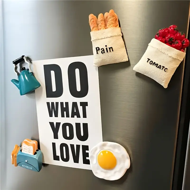 10pcs Cute 3D Miniature Food Fridge Magnets, Kawaii Dopamine Kitchen Decor, Funny Refrigerator Accessories, Fun & Unique Design