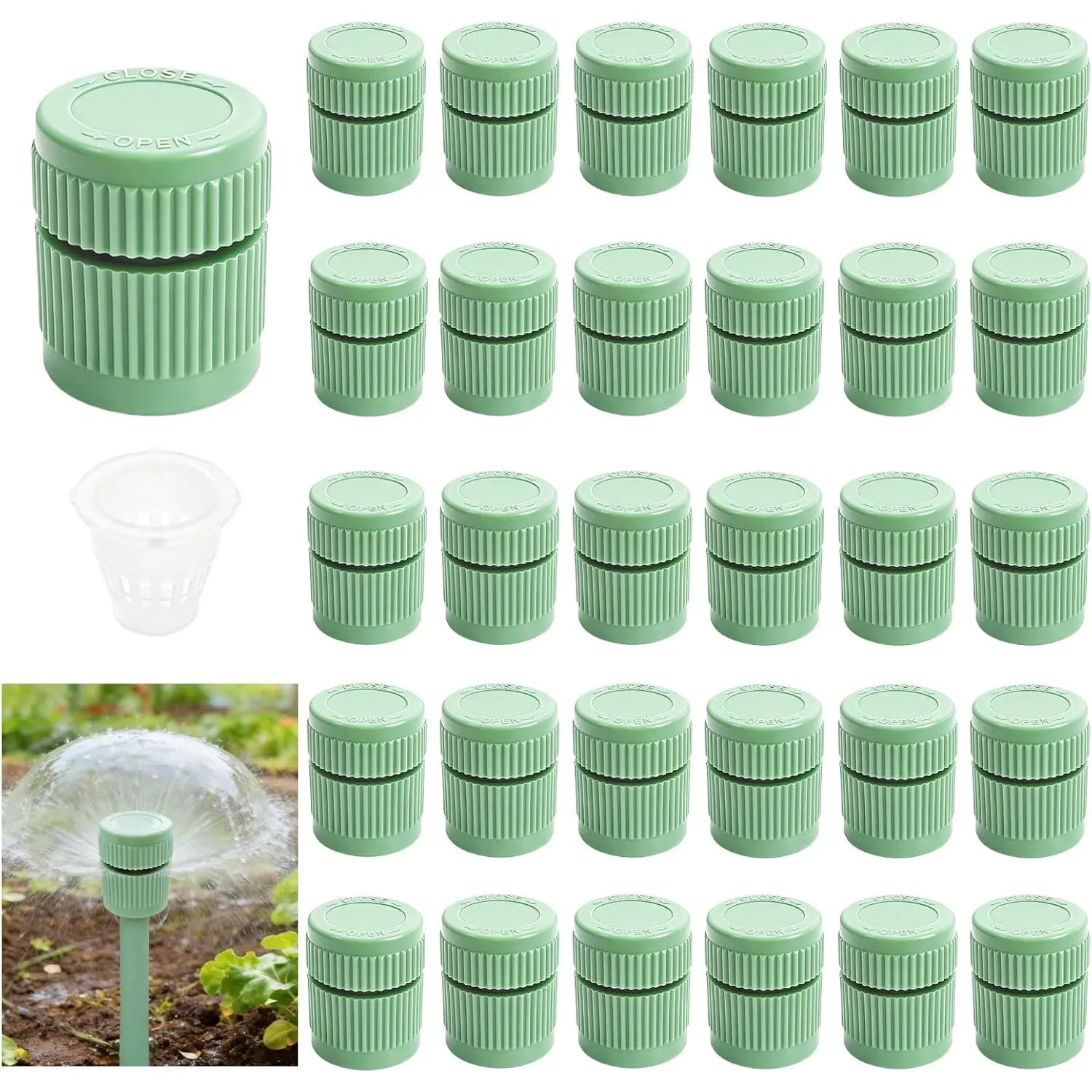 30 count Shrub Sprinkler Heads for 1/2 Inch Filter Male Thread, Adjustable Water Flow  Irrigation Bubbler Sprinkler Heads, 360  Automatic Watering System for Yard Lawn Shrubs & Garden, Green