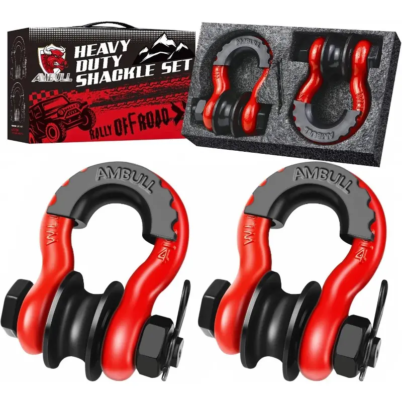 Upgraded Snatch Block, 3/ 4" D Ring Shackle (2 Pack) 32, 000lb Break Strength with Towing Pulley, Heavy Duty Offroad Recovery Accessory for Truck, Tractor, ATV & UTV Carbon Steel And Alloy Steel Materials