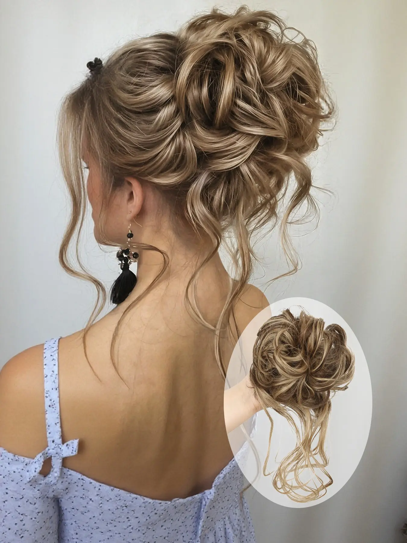 10 INCH Messy Bun Synthetic Extension Hair Piece Tousled Updo Hair Buns Extension Elastic Hair Band Hair Pieces Synthetic Curly Hair Bun Scrunchie For Women Girls