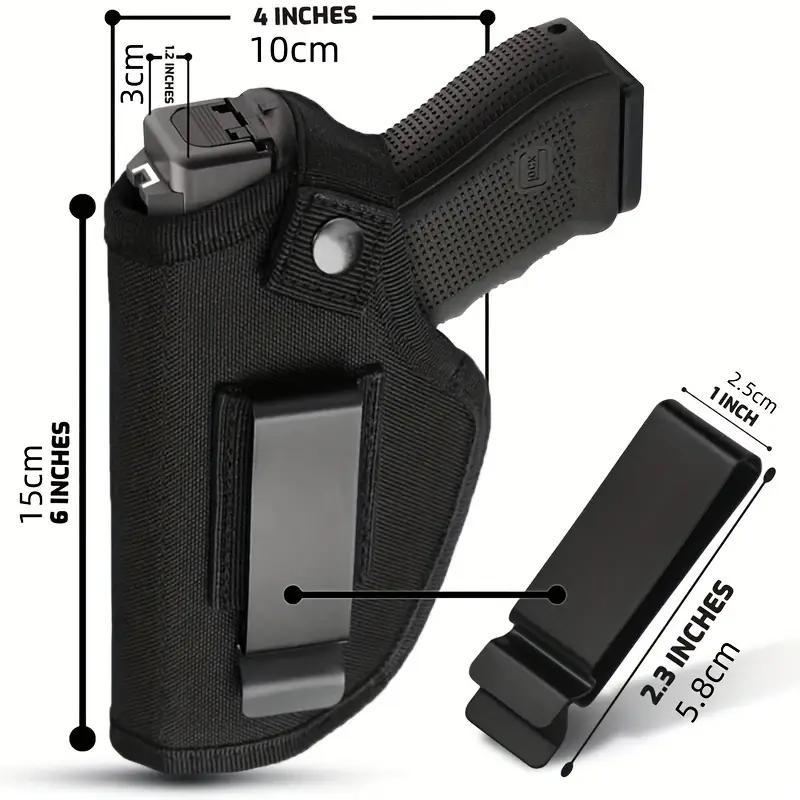 Multi-Functional Concealed Carry Holster - Suitable for Both Hands, Adjustable, Fits Compact and Subcompact Guns, Durable 1000D Nylon, with Safety Snap, Black