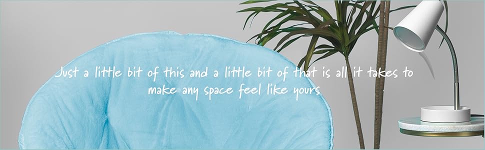 Lifestyle Faux Fur Saucer Chair, Foldable Cozy Accent Chair for Kids, Teens & Adults, Gaming Chair Dorm Chair Bedroom Chair, Metal Frame, Black Faux Fur Seat