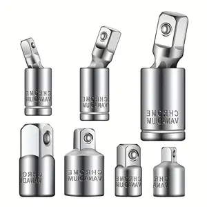 7 Piece Socket Adapter Set, Chrome Vanadium Steel, Quick Fastening Air Impact Wrench Universal Joint Ratchet Adjustable Connector, Durable Tool Accessories, Seven