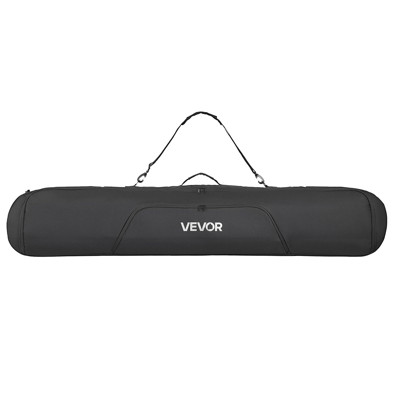 VEVOR Snowboard Bag, Up to 65 in/165 cm, Padded Skis & Snowboards Bag for Air Travel, 600D Waterproof Oxford Fabric, with Adjustable Inner Straps, for Skis Poles Goggles Gloves Helmet Boots (Black)