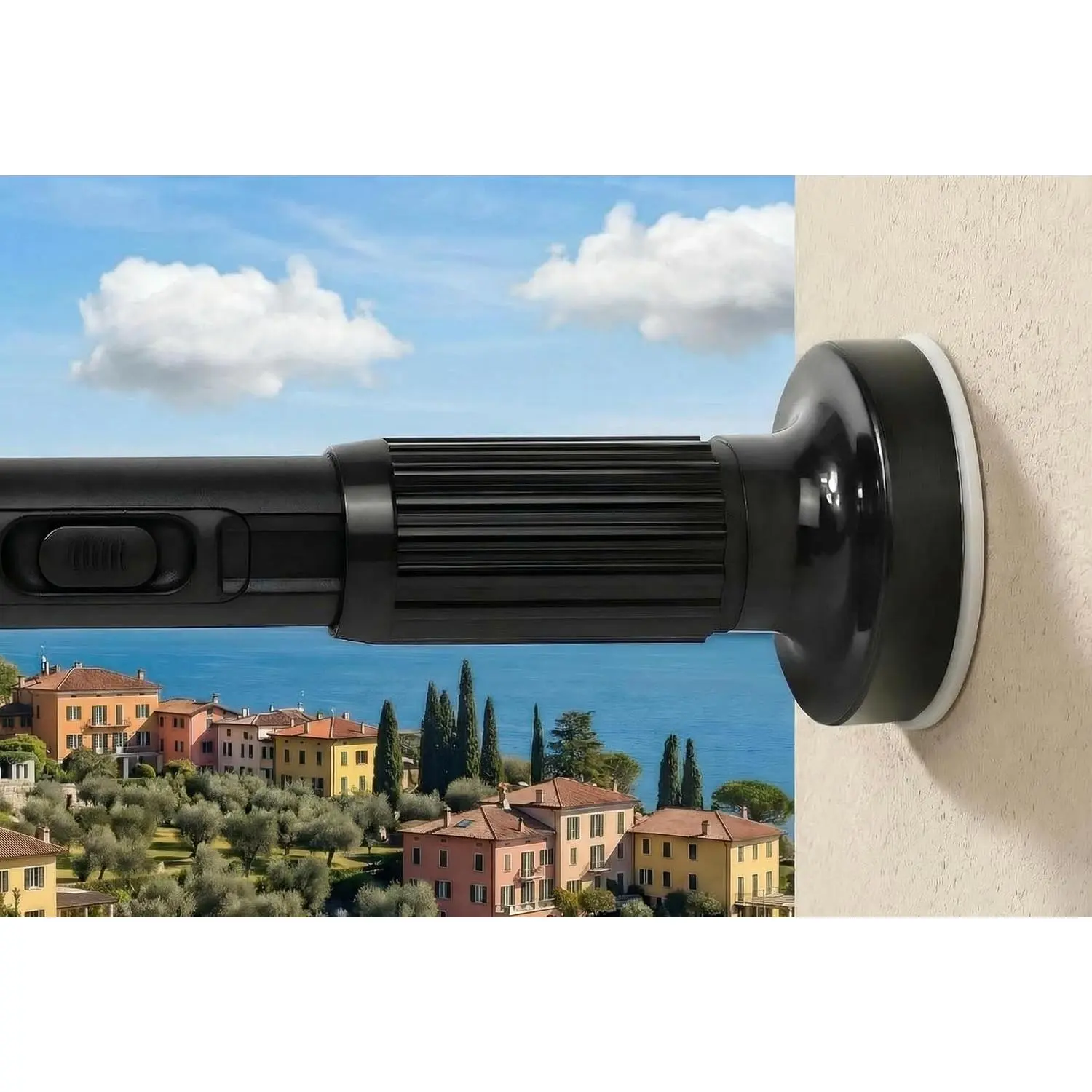 Black Heavy Duty Tension Curtain Rod 51-122 Inch (5-10 Ft) 1.26" Diameter, No Drilling Easy Install Never Rust, Fit for Bathroom Windows Room Divider Outdoor Patio
