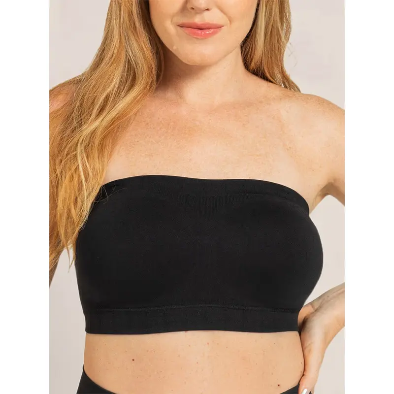 Plus Size Wireless Shapewear Strapless Bras - Silicone Anti-Slip Strip, Detachable Straps Bandeau Bra