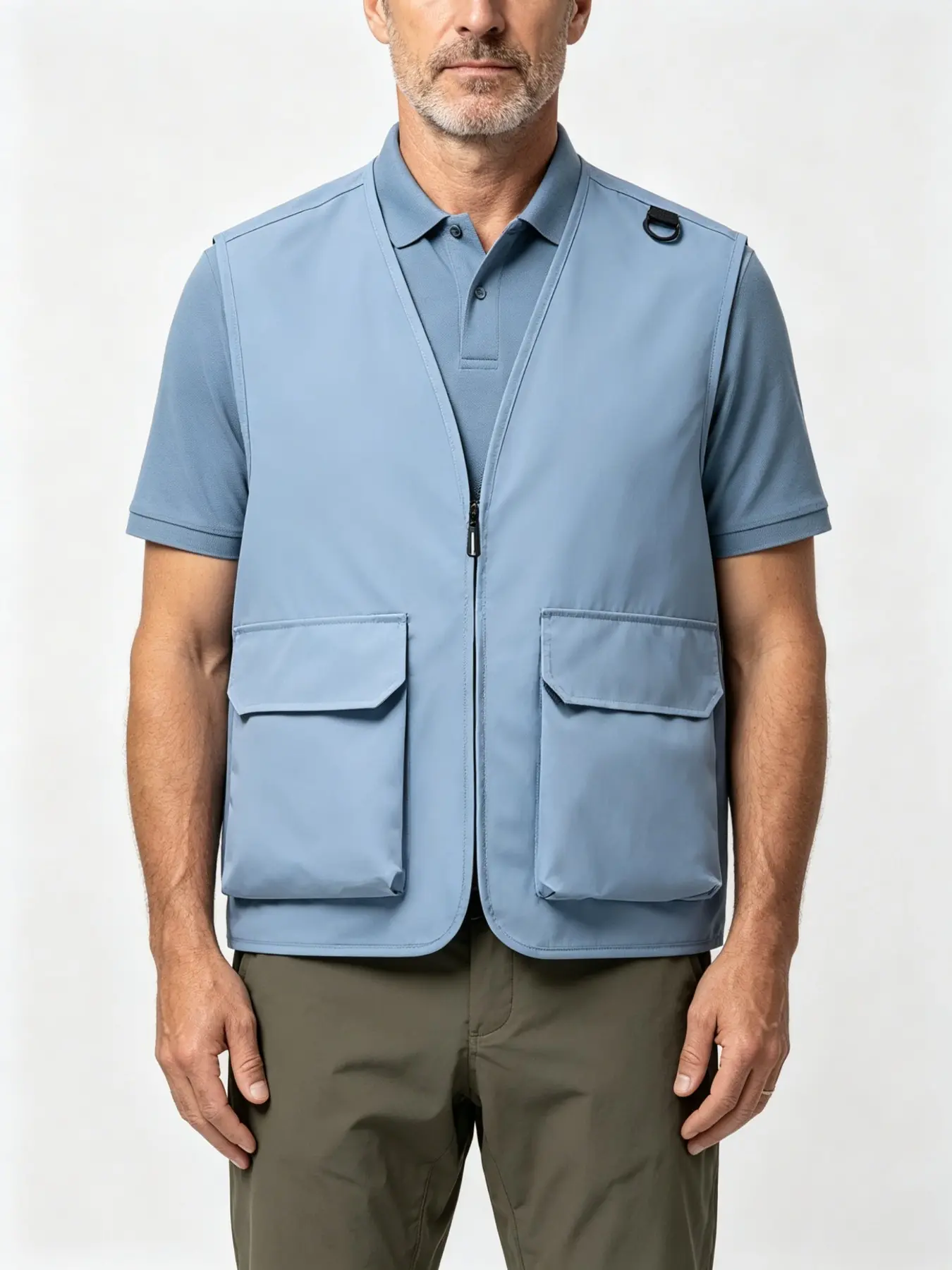 Multi-pocket lightweight 2025 new men's fishing waistcoat vest, outdoor hiking multi-functional vest, solid color, casual, simple, stylish, high-quality men's vest
