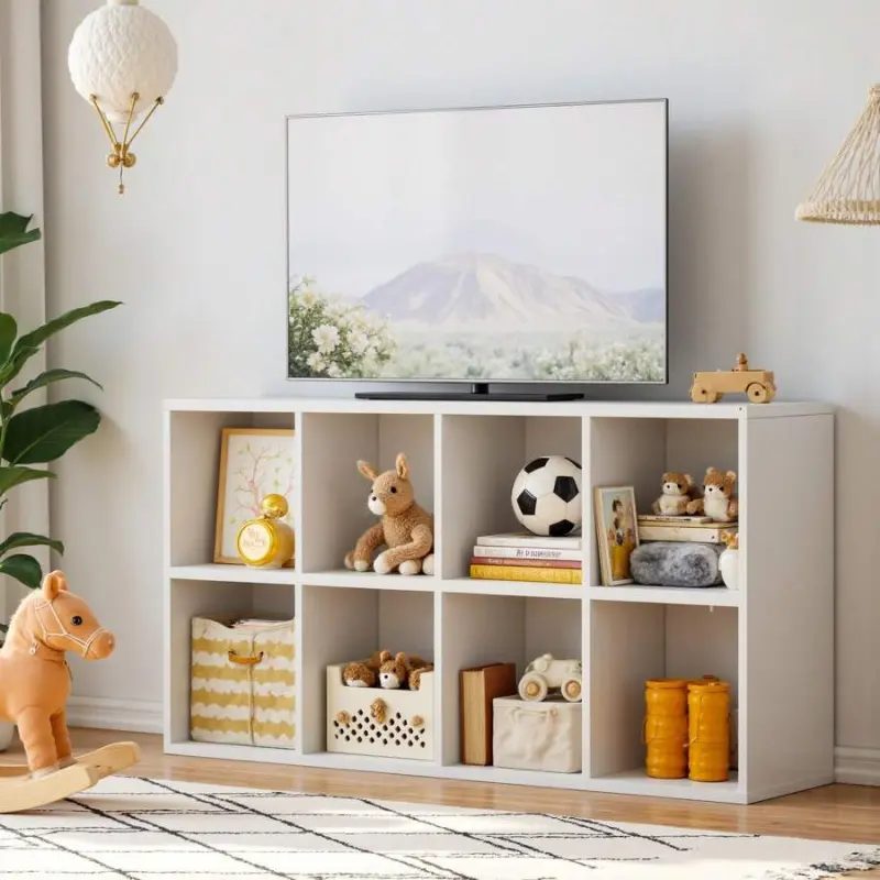 8-Cube Bookcases, 2-Tier Freestanding Bookshelf With Adjustable Shelves