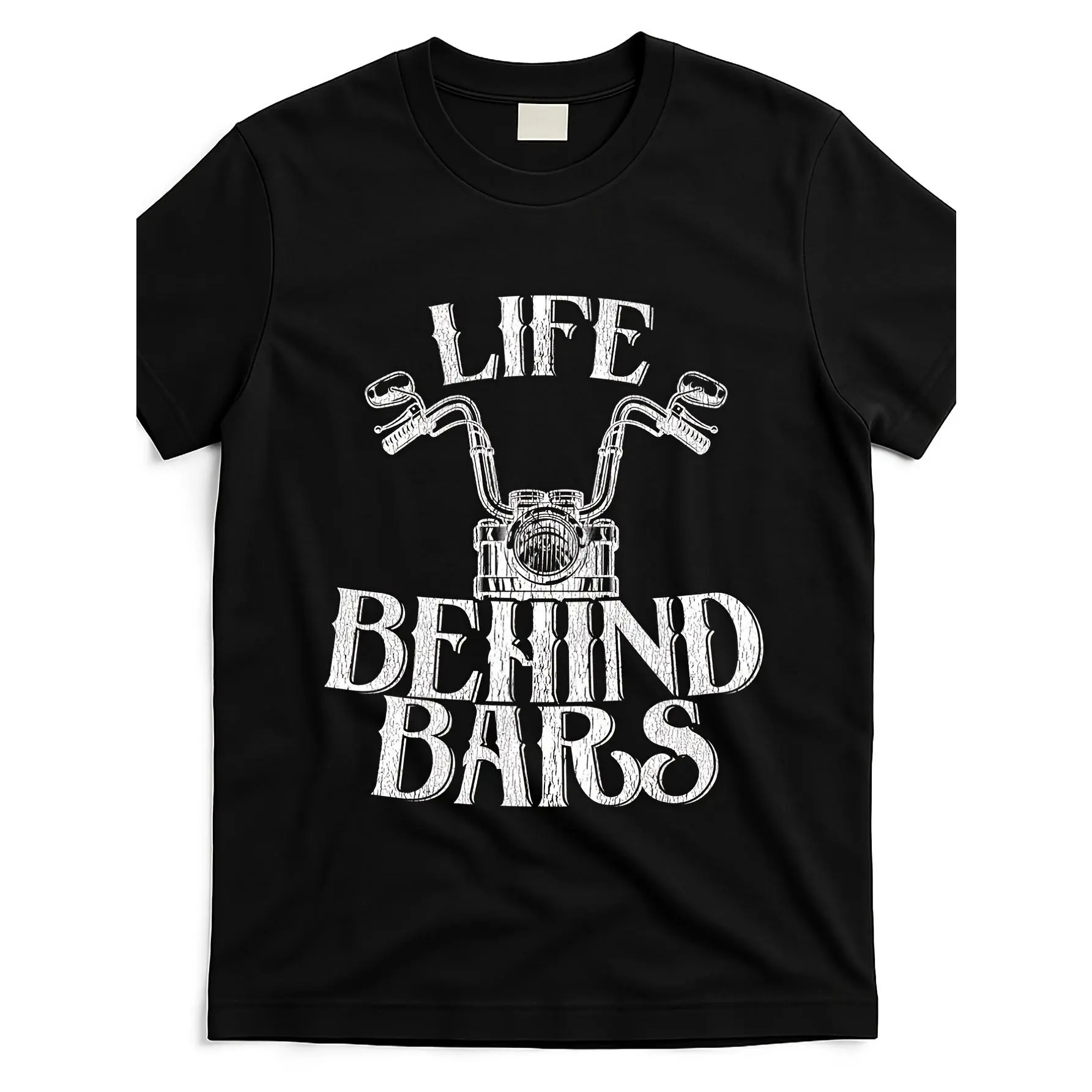 Men's Funny Motorcycle Prison Joke T Shirt Distressed Life Behind Bars Graphic Tee Casual Short Sleeve Shirt for Enthusiasts & Humor GiftsSame Style for Men and Women 2025 Summer Short-sleeved Printed T-shirt Pure 220G