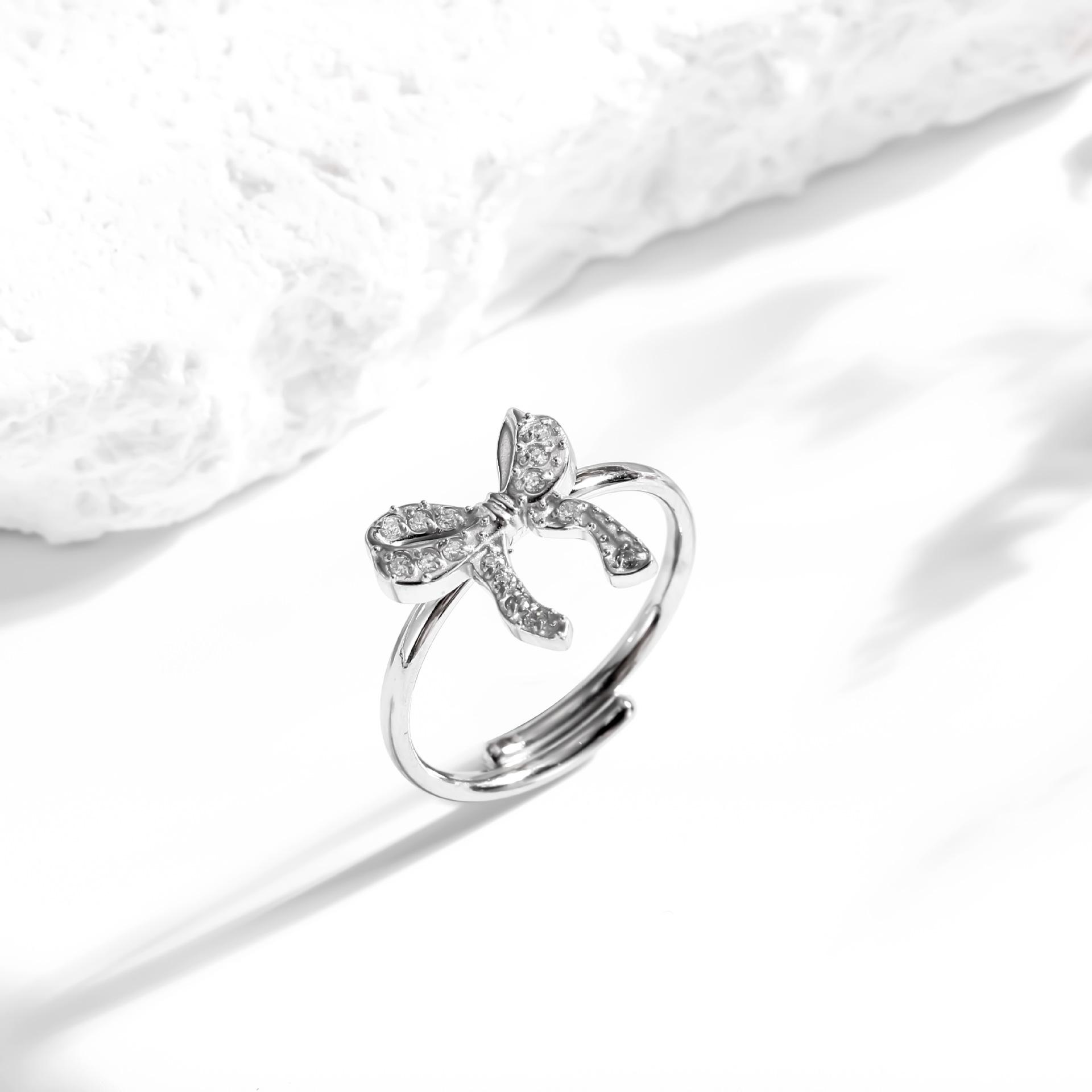 Mothers Day Gifts Bow Rings for Women Mother Daughter Cubic Zirconia Bow Knot Tie Ring Cute CZ Friendship Promise Stack Ring Anniversary Birthday Jewelry Gifts for Sister