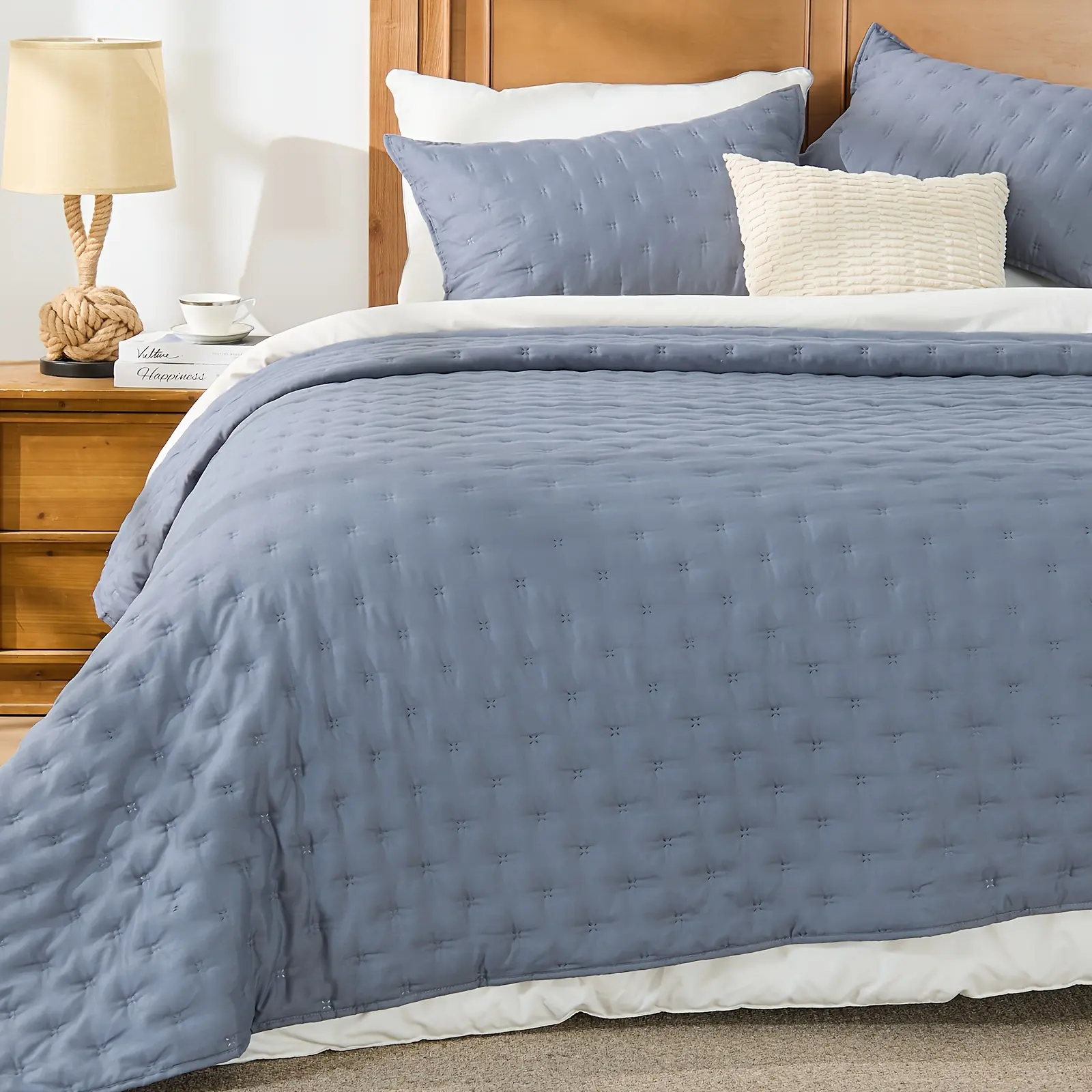 EMME Ultrasonic Quilted Quilt Bedspread 2/3Pcs Summer Microfiber Bedding Set, Room Decor, Twin/Queen/King Sizes (1 Quilt + 1/2 Pillow Shams), Perfect Gift for Mom