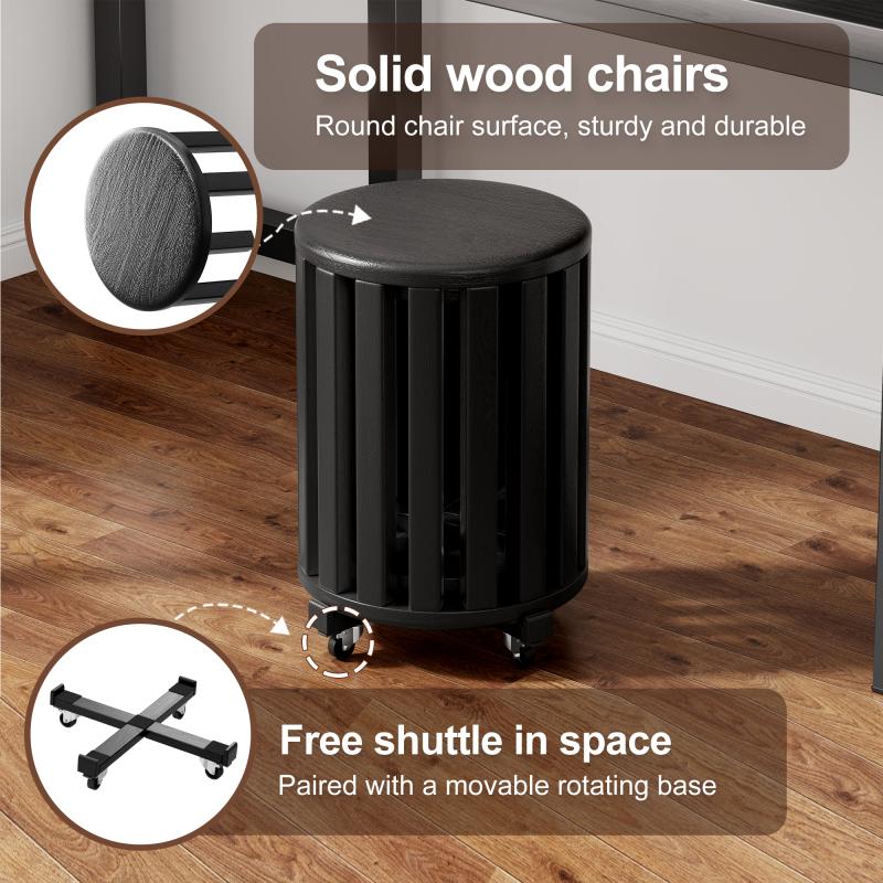 100% solid wood stackable stools set of 4, wooden stools, 18-inch stools, stacking stools, nesting tables, sturdy and durable, no installation required, top stackable round side table