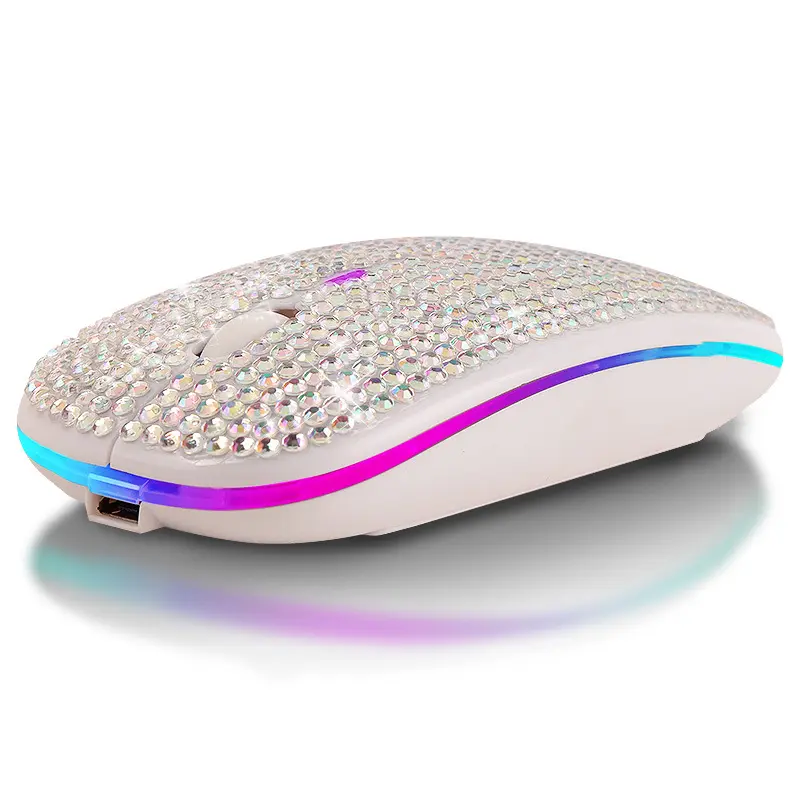Lightweight Dual-Mode Rechargeable Silent Diamond-Studded Bluetooth Mouse - Colorful Luminescent Wireless PC Gaming Accessory, Electronic Gift Idea