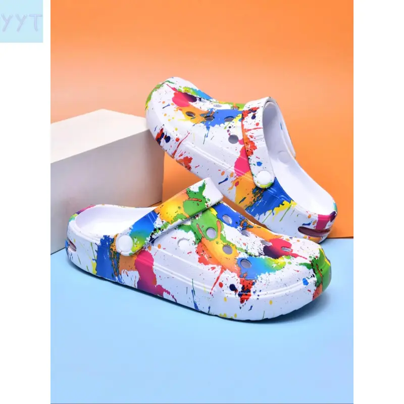 YYT1 Unisex Color Tie Dye Design Clogs, Casual Comfortable Breathable Sandals Beach, Outdoor Sandals Women & Men, Sandals