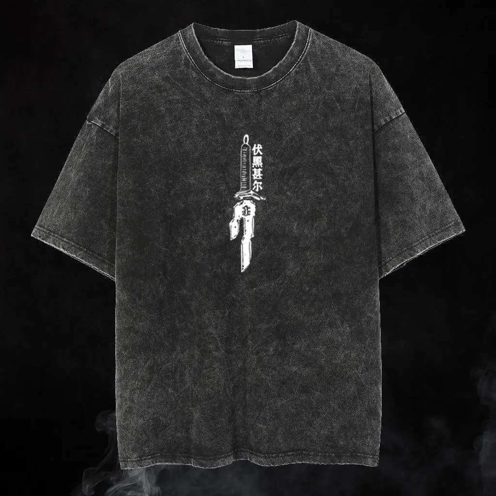Oversized Graphic T-Shirt, Unisex Toji Fushiguro Vintage Washed Cotton Top, Aesthetic Drop Shoulder Streetwear for Men and Women, Techwear