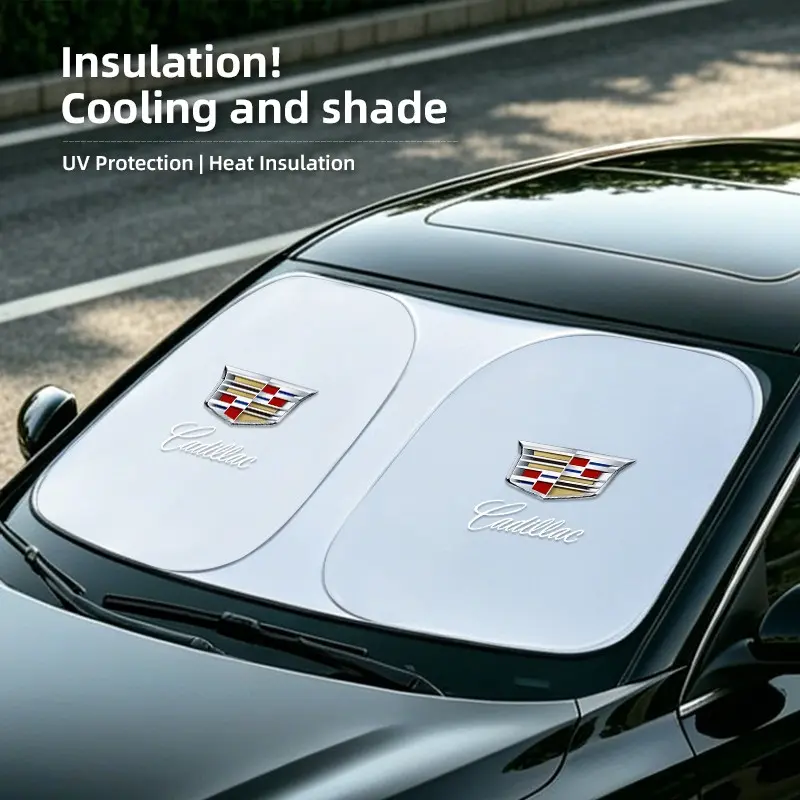 Car Windshield Sun Shade Cover Foldable Front Window Sun Visor Blocks UV Refletive Car Parasol Sunshade For Cadillac Escalade CTS ATS XTS CT4 CT5 XT5 XT4 XT6 CT6 Lyriq SRX ELR Celestiq EXT XLR