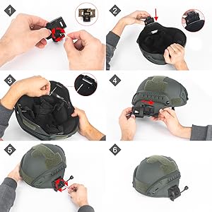 Tactical Helmet Light Military, Green/Red/White/IR Illumination Tool With 2 Helmet Lamp Mounts, Bendable Survival Signal Lights for Outdoor Sports Hunting Fishing