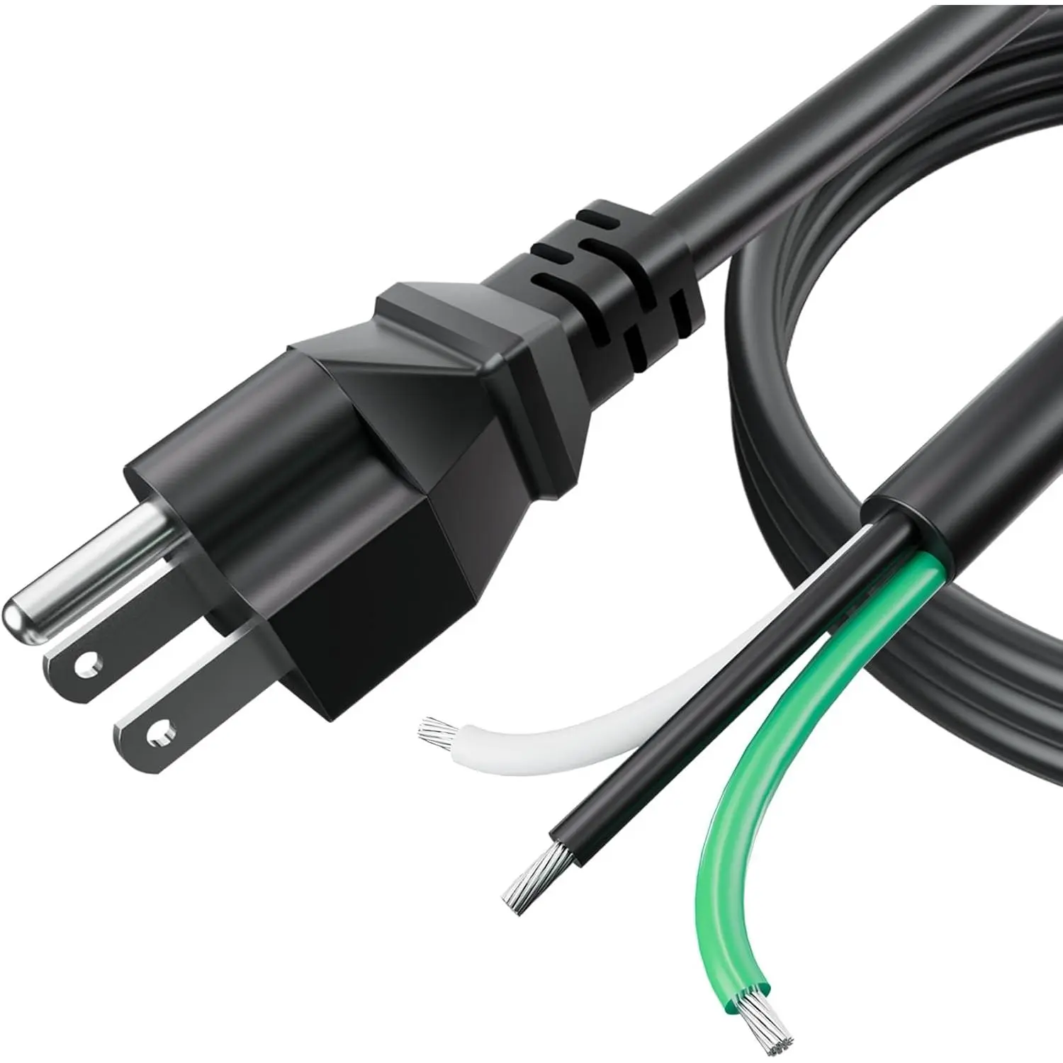 Heavy-Duty 6-ft 12-Gauge 3-Core Replacement Power Cord, 110V-120V Connection Cable for Electrical Appliances, Power Tools, Dishwashers