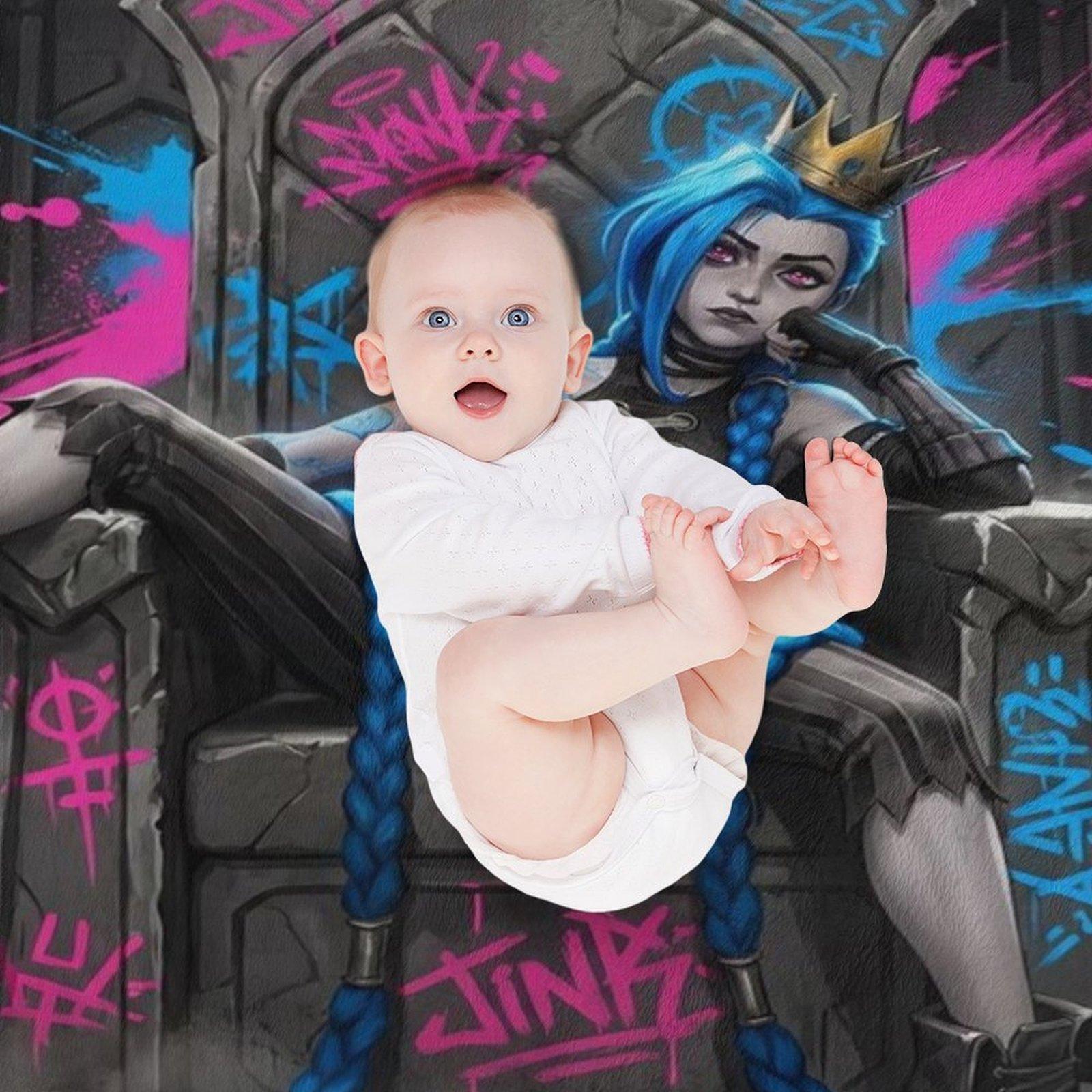 Jinx's Throne Graffiti Blanket | *Arcane* Epic-Themed Flannel Throw